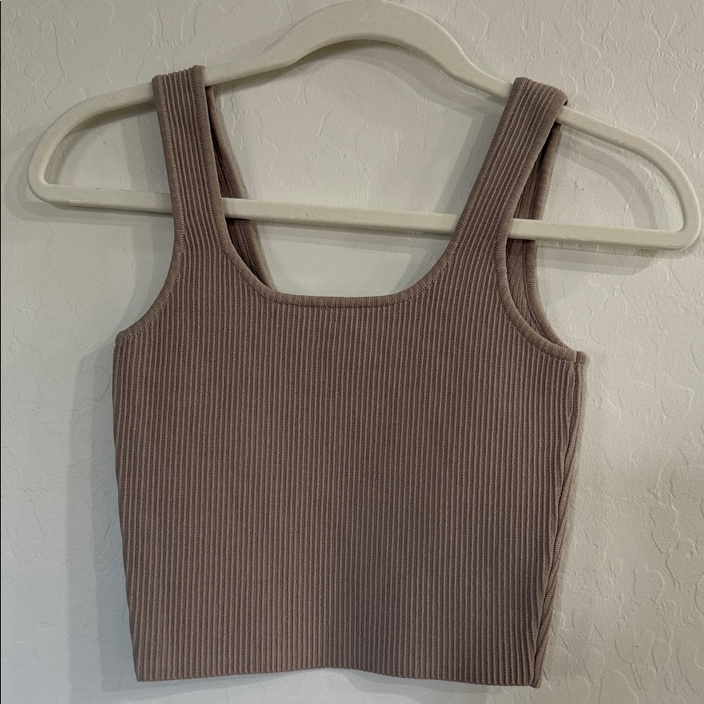 La Hearts Ribbed Brown Tank Top